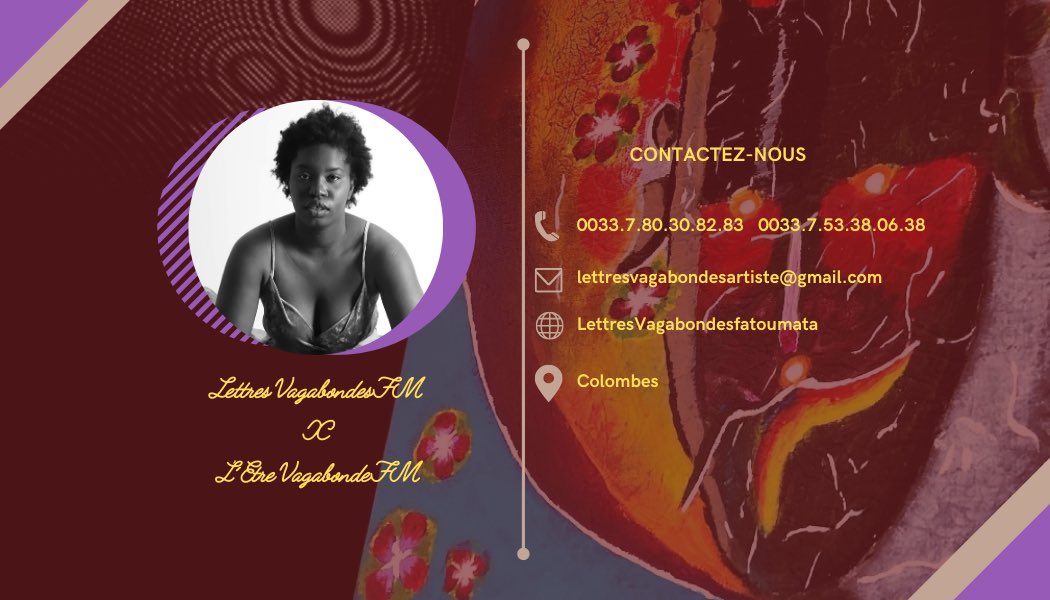 🚨🚨🚨

J’ORGANISE UNE VENTE CARRITATIVE POUR MA SOEUR MALADE, KADIATOU🫶♥️

Si vous achetez une toile, l’argent servira à une meilleure prise en charge clinique.
Trouvez un partie de mon catalogue ici. drive.google.com/file/d/16PYx0A…

Sinon écrivez moi.

#Lettresvagabondes 

RT apprécié