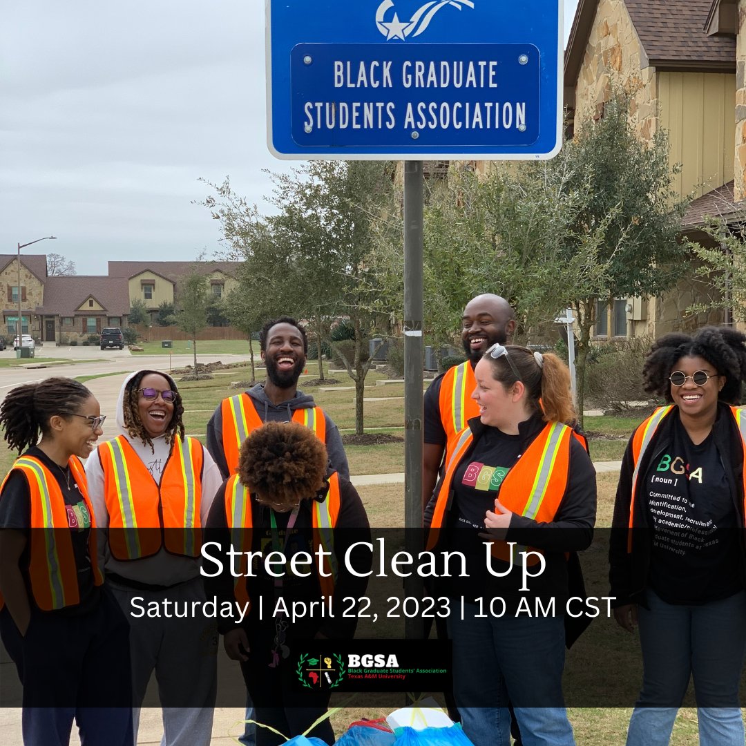 TAMUBGSA's tweet photo. Join us in cleaning up the B/CS community today at our street clean up! https://t.co/ylsyAoUYeX