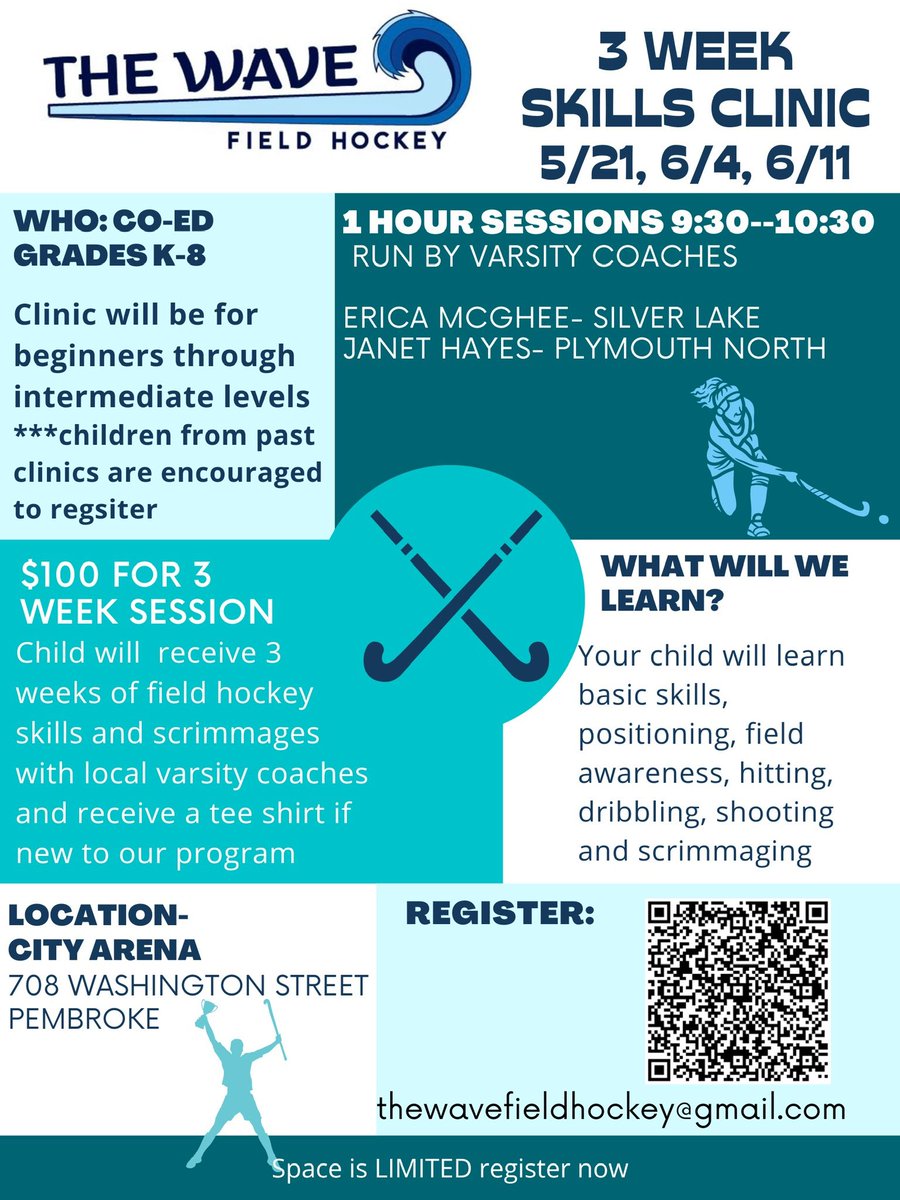 Learn to play field hockey!!! 
Co-ed for grades K-8!
🌊🏑💙
