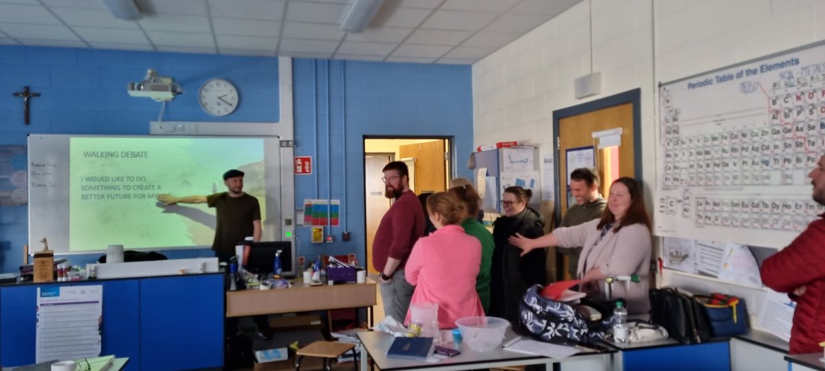 A walking debate in response to prompts. No surprise, everyone went to the "strongly agree" end for this one!
