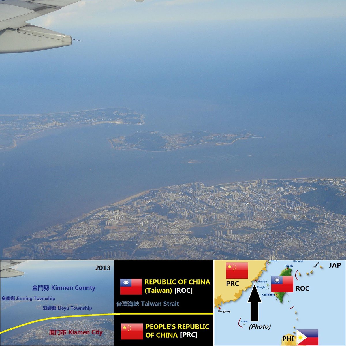 Pillandia's tweet photo. Xiamen (People's Republic of China 🇨🇳) and Kinmen (Republic of China 🇹🇼, improperly but commonly called 'Taiwan'), the place where the two Chinas are closest to each other.
https://t.co/C1LXtaxC6P
#ROC #PRC #中華民國 #中国 #台湾 #Xiamen #Kinmen #Amoy #Quemoy #Taiwan #China https://t.co/XXBL7BQmCO