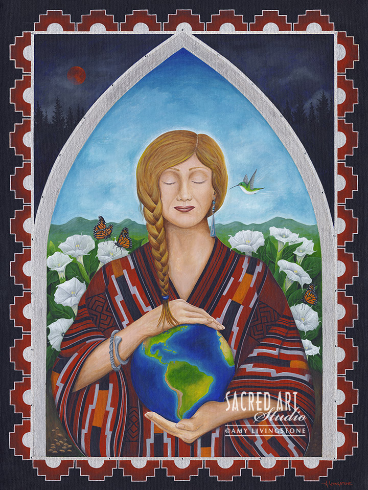 sacredartstudio's tweet photo. "The Guardian" in honor of Earth Day! We are each called to be guardians of the earth and care for our common home. May it be so. 🙏🌎 #earthday2023 #climatechange #earthkeeper https://t.co/ertMXWK05A
