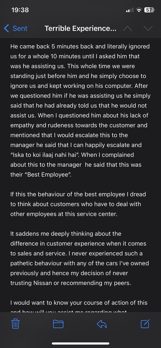 arnabsharma4891's tweet photo. @Nissan_India Worst experience and after sales service at YouWe Nissan Okhla.  Never recommending or buying a Nissan in future. https://t.co/6Snw9erHxG