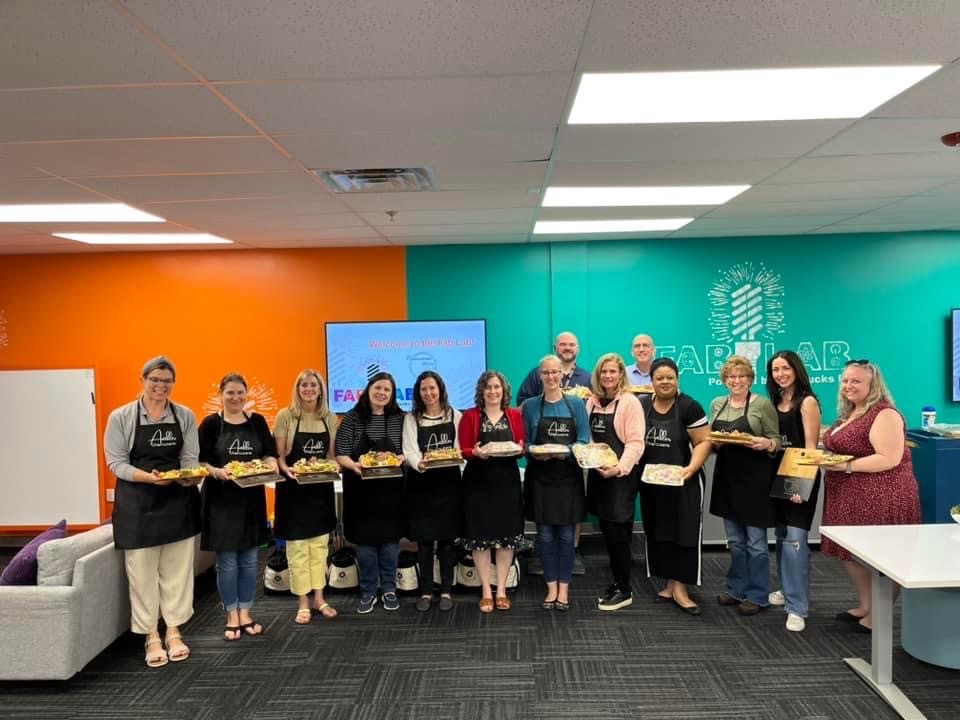 BucksIUSTEAM's tweet photo. We're already excited for the next time we host a Charcuterie class! Guests learned how to arrange a beautiful charcuterie board with #AmblerCharcuterie and received a custom-engraved slate board from the Fab Lab! Thank you to those that joined us for this fun class! https://t.co/wukbbjIpvG