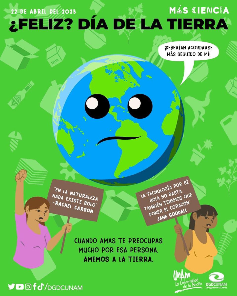 DGDCUNAM's tweet photo. Conmemoramos el #DíaDeLaTierra como un recordatorio para conservar nuestro planeta y sus recursos naturales.🌎

¿Y si hacemos de todos los días, el Día de la Tierra?🫶 https://t.co/6lA2NoAoKI