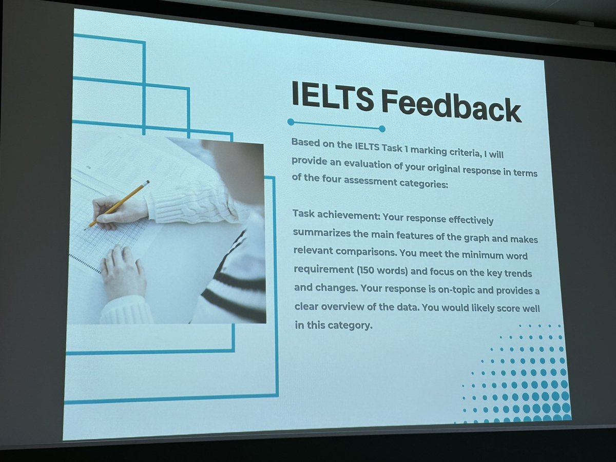 <a href="/theteacherjames/">James Taylor</a> sharing ChatGPT generated feedback on an IELTS task #beltaday23 - very generic, vague