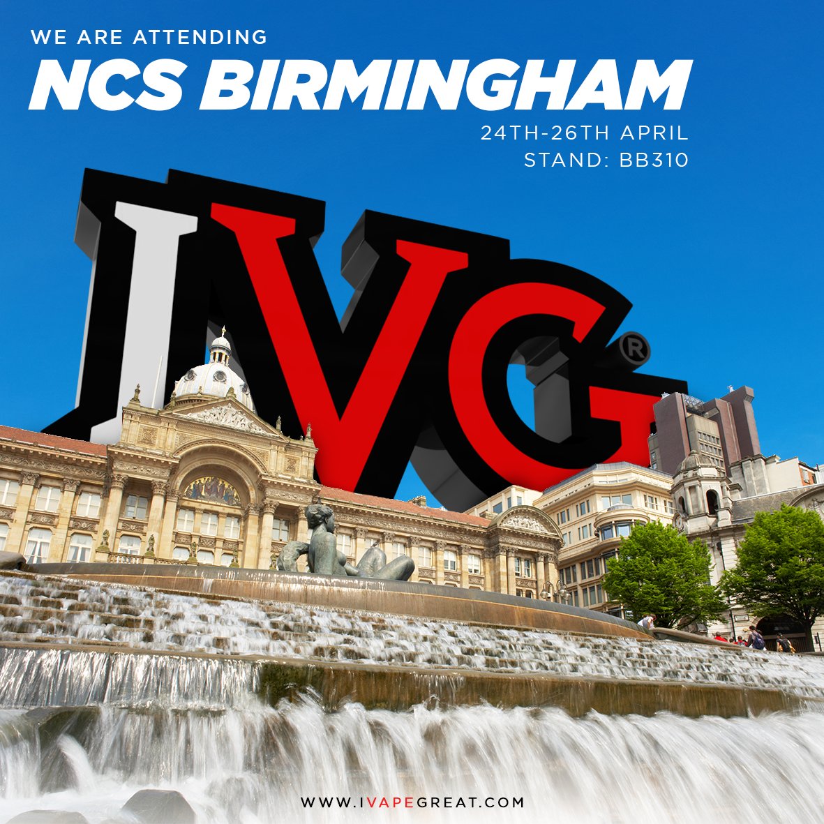 ivgeliquids's tweet photo. The IVG Team are heading to NCS, Birmingham from April 24th - 26th, come visit us at stand BB310!

#ivapegreat #IVGBar #IVGSalt #IVGeliquid #nicsalt #quitsmoking #Vapril https://t.co/g6MxMvjyXt