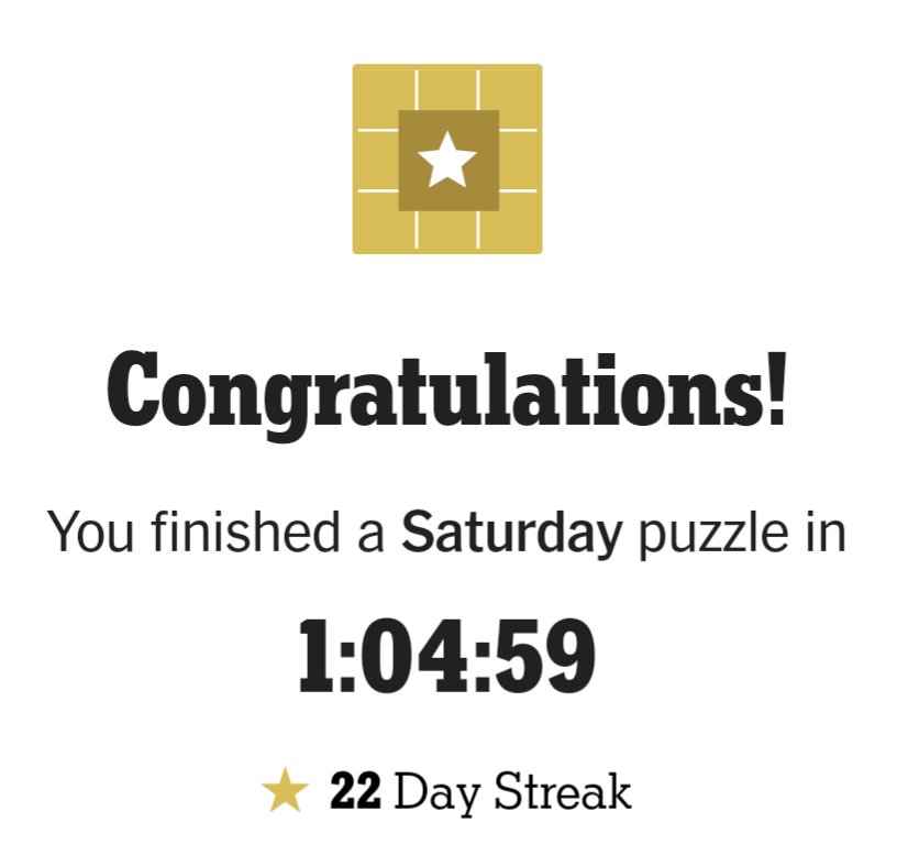 Today's Saturday puzzle from @ByronLWalden is expertly clued and devilishly formidable. Don't let the southwest give you a false sense of security. If you're like me, you'll be working your way up... slowly.

15a, 28a, 35a and 39d were favorites.

#NYTXW