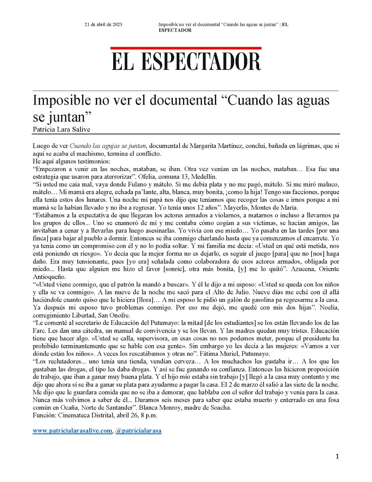 Patricia Lara Salive (patricialarasa) / Twitter