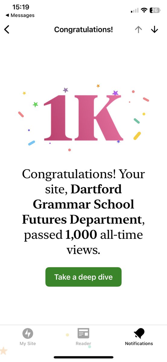 Well this is exciting! As my students well know, my technological skills are somewhat limited so this is a #proudmoment! Spreading the word about our #careerseducation ⁦<a href="/DartfordGS/">Dartford Grammar</a>⁩ at dgsfutures.Wordpress.com