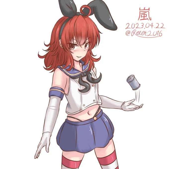 爆雷を構えてる島風服の嵐ちゃんです。#嵐 #艦これ #島風の服#艦これ版深夜の真剣お絵描き60分一本勝負#艦これ版真剣お絵描き60分一本勝負_20230422 