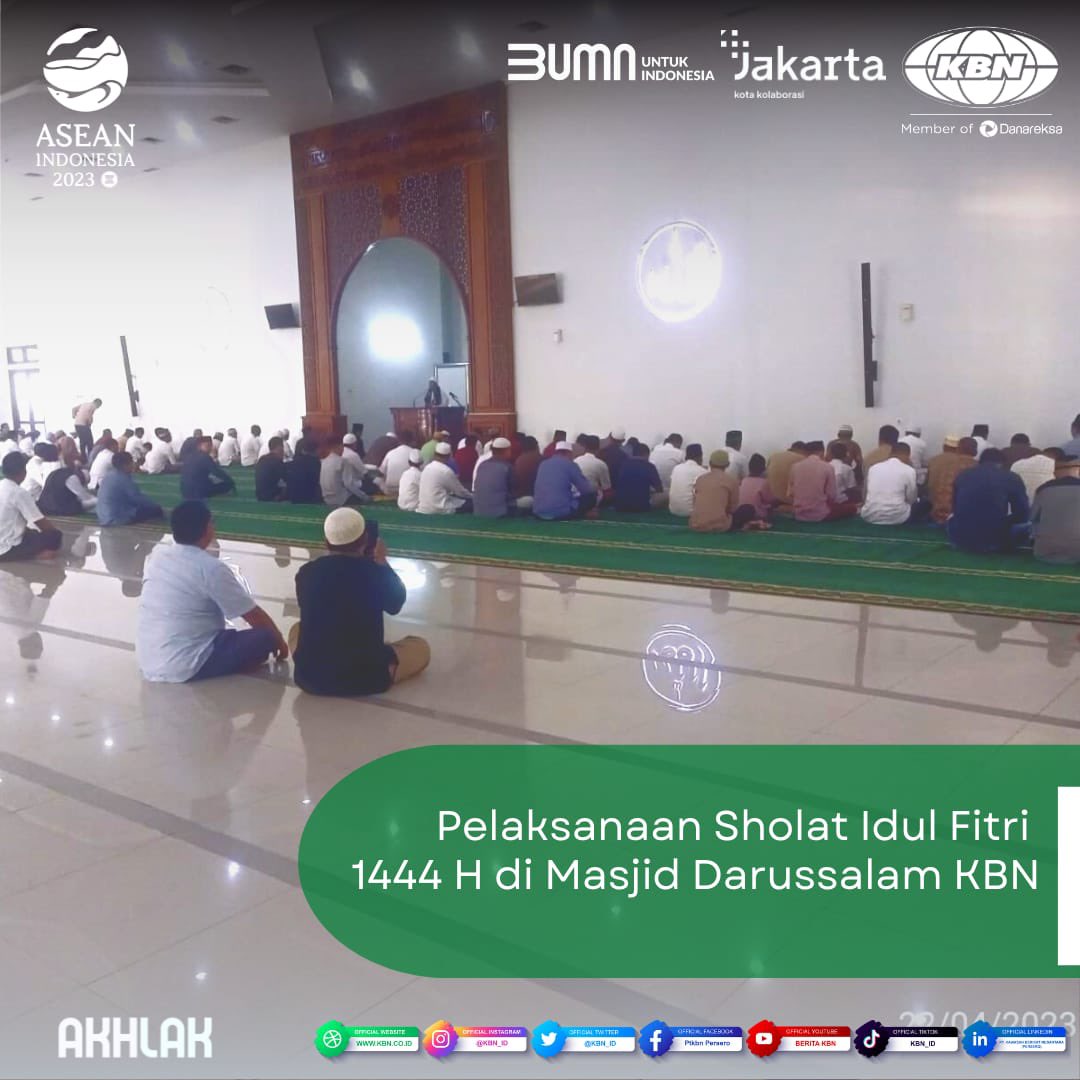 KBN_ID's tweet photo. Masjid Darussalam KBN kembali menyelenggarakan Sholat Idul Fitri 1444 H, puluhan jamaah baik karyawan maupun masyarakat umum turut serta melaksanakan sholat idul fitri yang dipimpin oleh Ust. KH Abah Raudl Bahar.
#IdulFitri1444H
#iedmubarak1444H
#KawasanIndustri
#KBNTOP
#PTKBN https://t.co/qk61EYe8W2