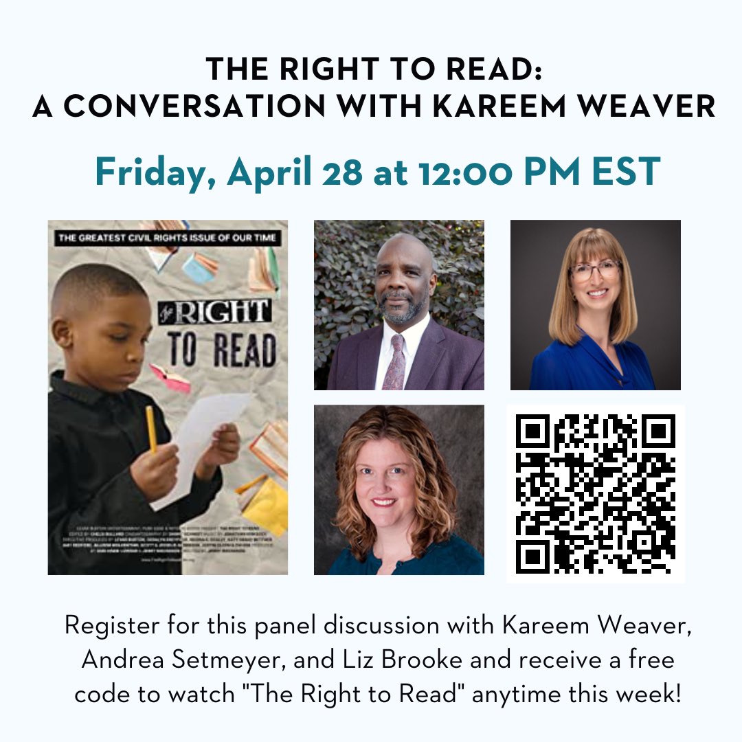 readingleaguega's tweet photo. Event registrants will receive an exclusive access code to view the documentary film “The Right to Read,” produced by LeVar Burton, from April 24–30.

We hope you join us!

Register today: https://t.co/wqtYdWoKHk https://t.co/UUW3vrpJMY