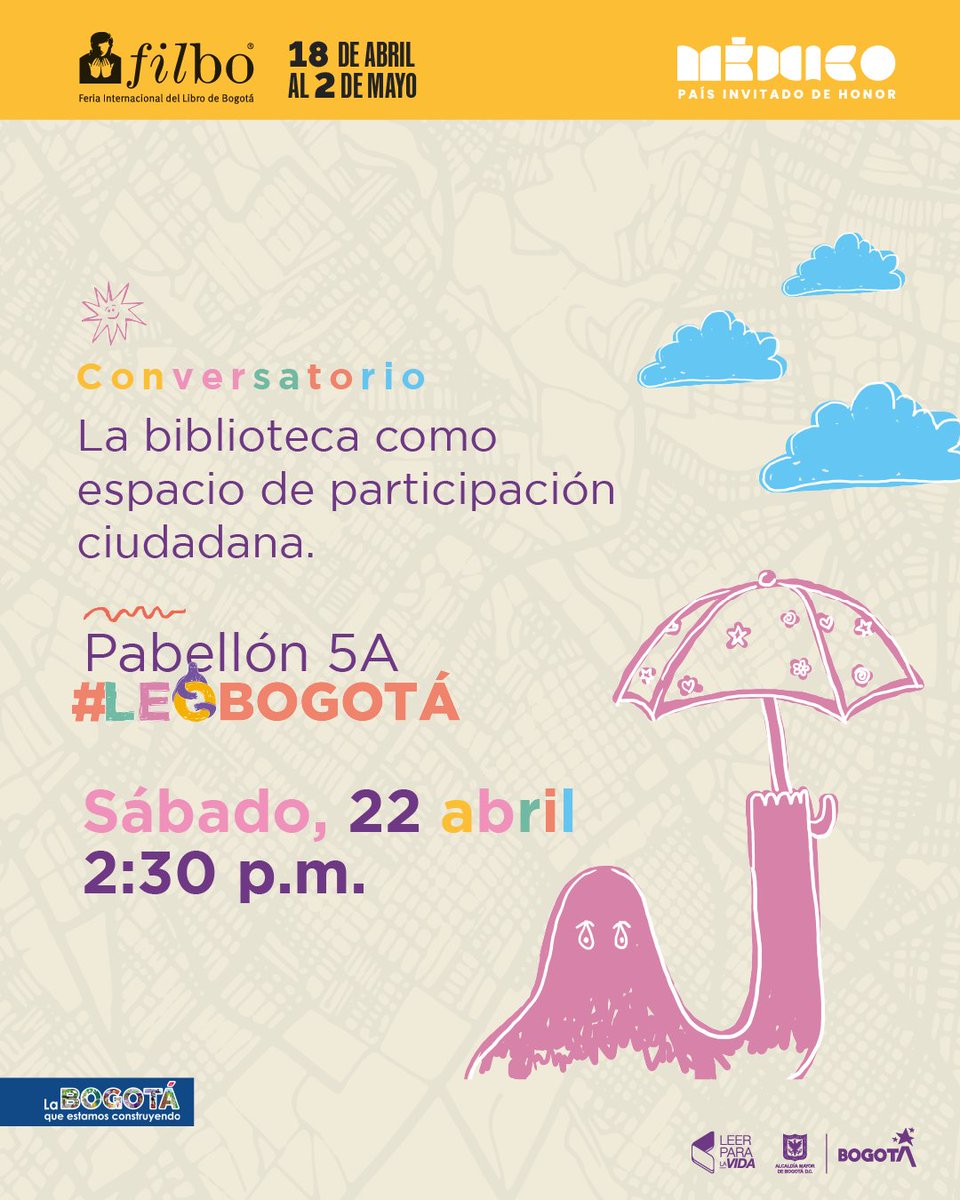 BibloRedBogota's tweet photo. ‘La biblioteca como espacio de participación ciudadana’, un conversatorio para construir una idea sobre la biblioteca como un potencial espacio de participación ciudadana enfocado a prácticas innovadoras, apropiación social de conocimiento y atención a factores sociales.💪📚

¡Te esperamos!

Conoce toda la programación aquí:👇
https://t.co/krPP5v0CqT

#LEOBogotá
#FILBo35Años