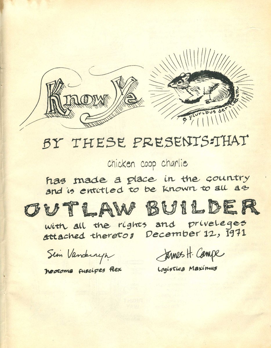 ed_archives's tweet photo. Earth Week highlight from the Sim Van der Ryn Collection: Certificate issued to students in Van der Ryn’s 1971 “Making a Place in the Country” course. Written in what Van der Ryn called “hand-drawn hippie Gothic script”
https://t.co/l5Kg8VwQfh https://t.co/FIKthVv4ez