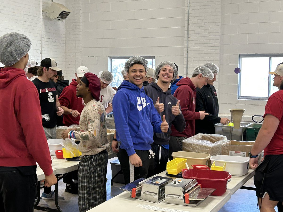 Great opportunity for our guys to give back to the community, packing meals with Hearts and Hands against Hunger!