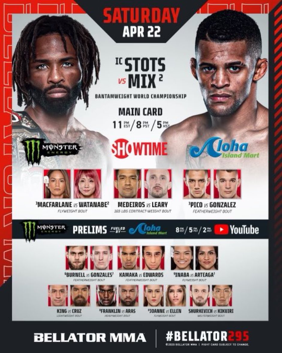 #Bellator295 goes down tonight in Honolulu!