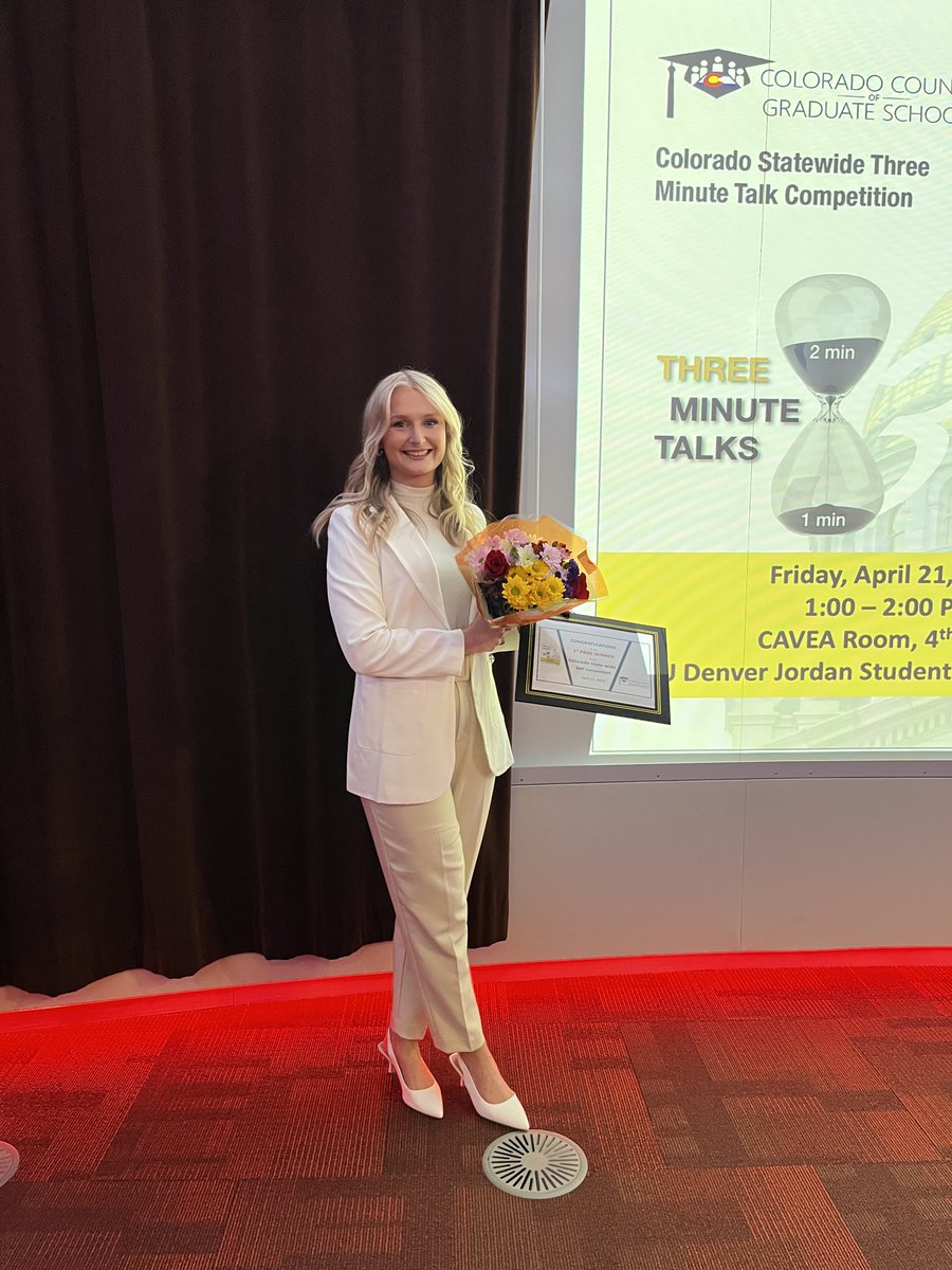 GradSchoolCSU's tweet photo. Bayley Wade, #GradSchoolCSU Master's student, won the statewide 3MT competition on Friday! She distilled her complicated scientific work to a broad audience in less than 180 seconds ⏰
👏🏼Congratulations👏🏻 https://t.co/uMYW6EmKbA