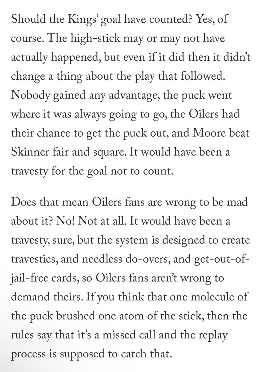 DownGoesBrown's tweet image. New: The Kings/Oilers OT controversy is yet another reminder that the NHL’s “just get it right” review culture is broken.

theathletic.com/4439937/2023/0…
