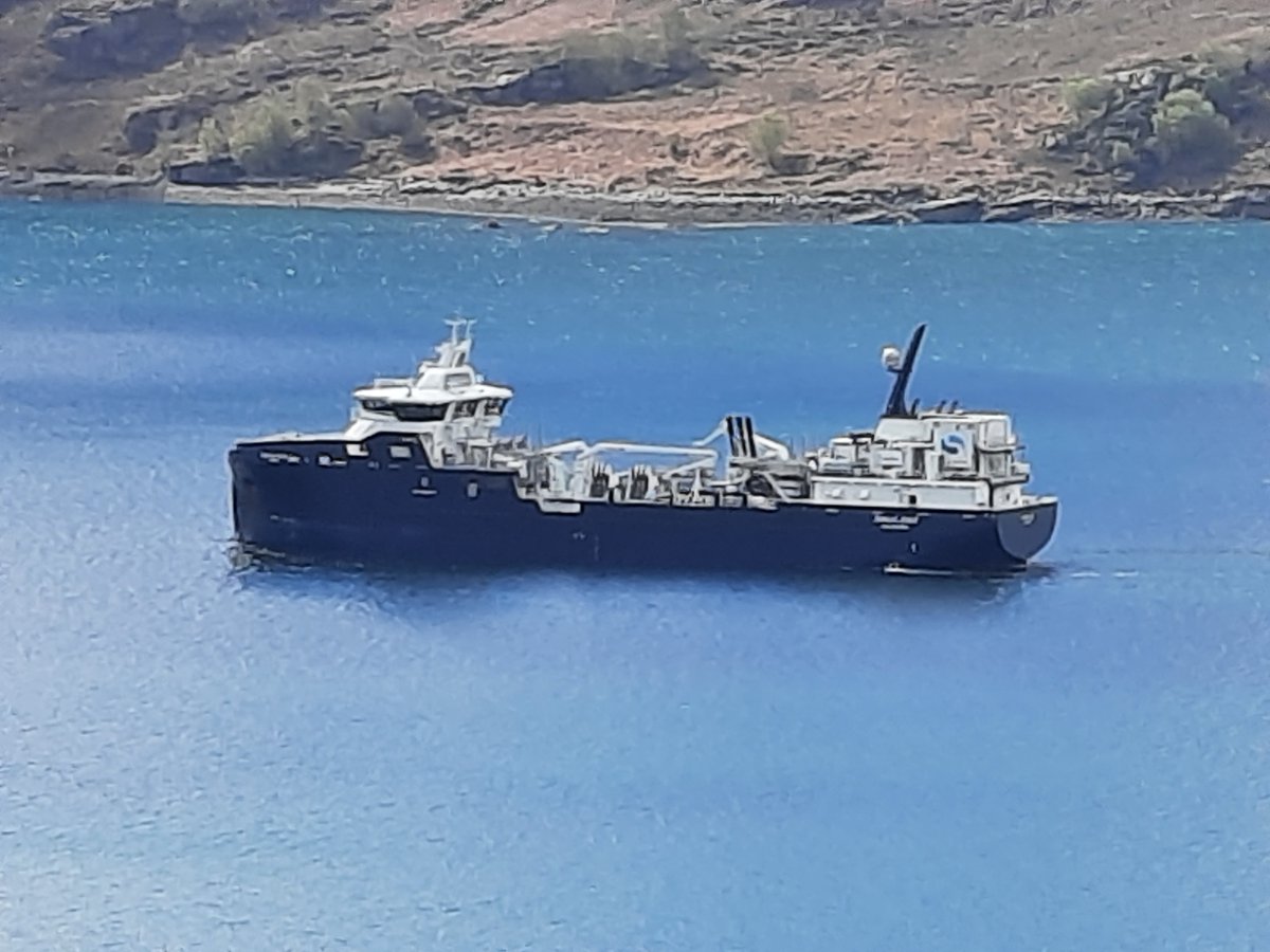 KHD_2017's tweet photo. Impressive #wellboat the Ronja Star moored in Loch Broom this afternoon. She's a fish carrier which services fish farms. https://t.co/H3Fif90lK3