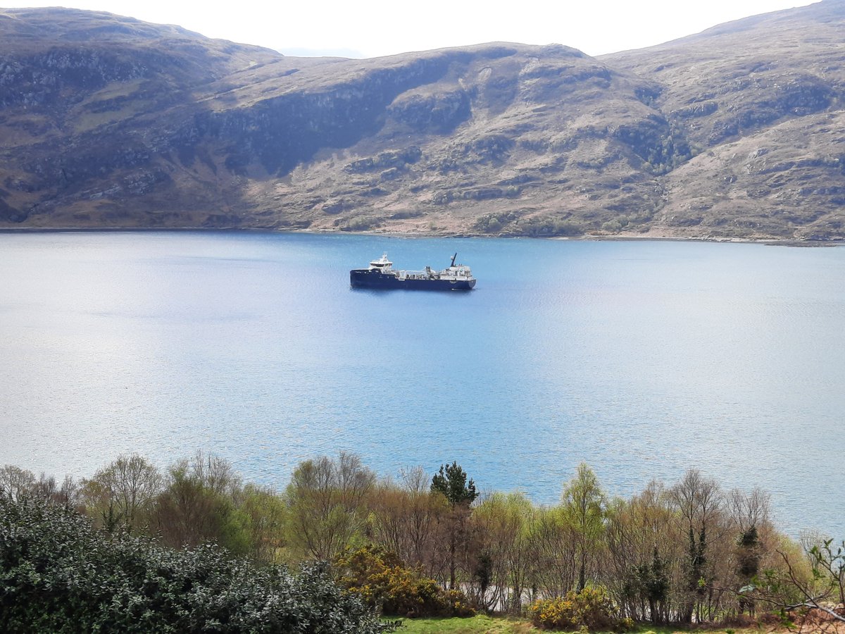 KHD_2017's tweet photo. Impressive #wellboat the Ronja Star moored in Loch Broom this afternoon. She's a fish carrier which services fish farms. https://t.co/H3Fif90lK3
