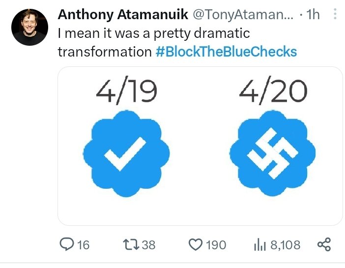 ScourgeVigo's tweet photo. This #blocktwitterblue is getting way out of hand. I ain't paying for one, but...
WTF is this?? https://t.co/gDOLGZewp3
