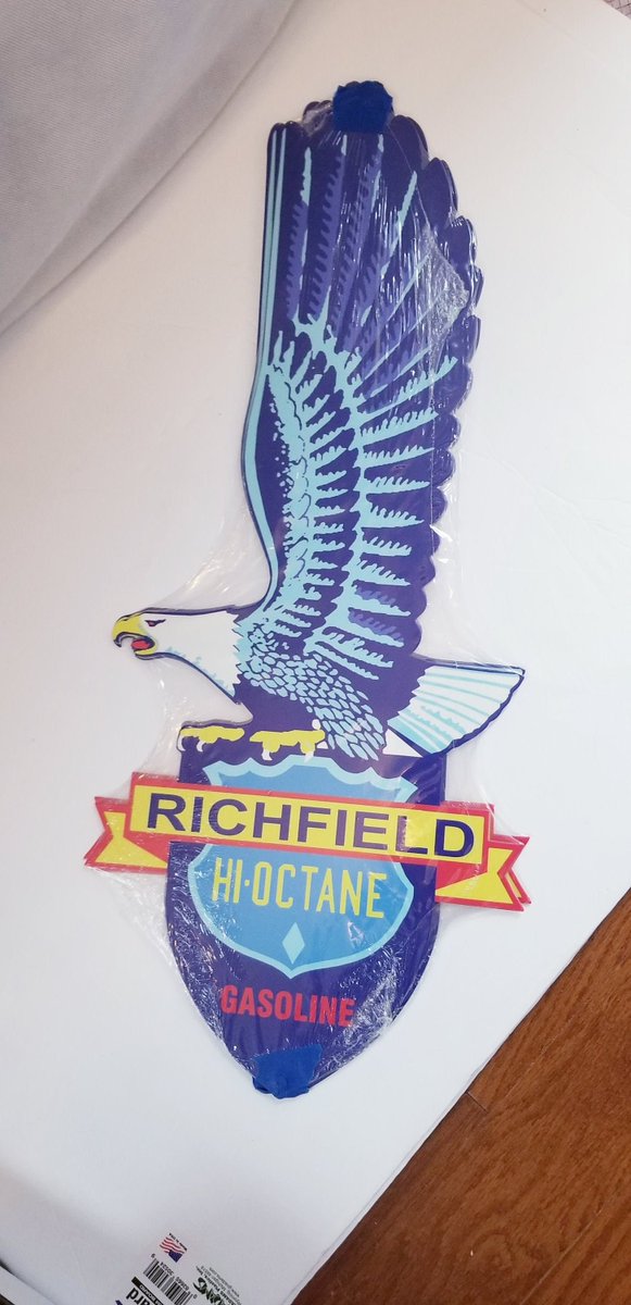 USales4's tweet photo. Excited to share the latest addition to my #etsy shop: GIANT 22" Richfield gas oil company station USA Steel Plate metal american Eagle Ad sign Garage Bar Ford Chevy Gas Oil Display car retro https://t.co/ekJDRty8o6 #yellow #birthday #fathersday #metalworking #gift https://t.co/uzchpeHmnL