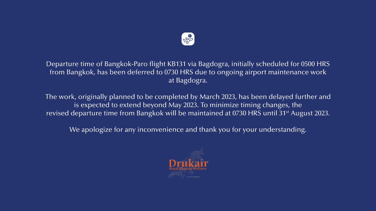 Drukair's tweet photo. Announcement 📢
#flightinformation https://t.co/RsBOJBZzee
