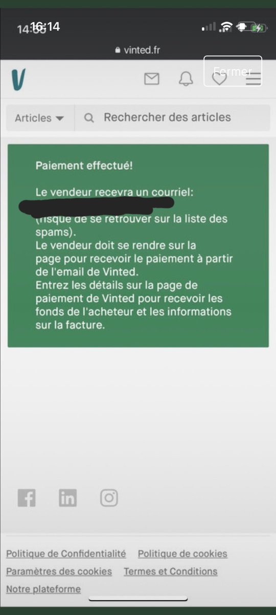 VintedAide's tweet photo. ⛔️⛔️⚠️⚠️Bonsoir,  rapel TRÈS important.  Vinted ne vous demande JAMAIS de confirmer un achat ou un vente par mail !!!
Voici un exemple d'arnaque ⬇️⬇️⬇️ 
Faite très attention par pitié ⚠️⚠️⛔️⛔️ https://t.co/eMb726izhl