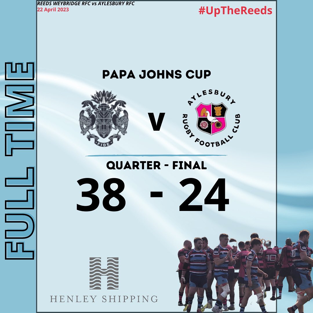 reedsweybridge's tweet photo. Cup Semi Final - Secured 

Reeds overcame a 2 try deficit, scoring 38 second half points and an empathic performance in the second 40 - Conducted by Jack Jesty, flawless off the tea 🎯

The draw for the semi-final is at HOME against @TruroRFC on 29.04.23

BE THERE ‼️ https://t.co/FbS1hYDTdu