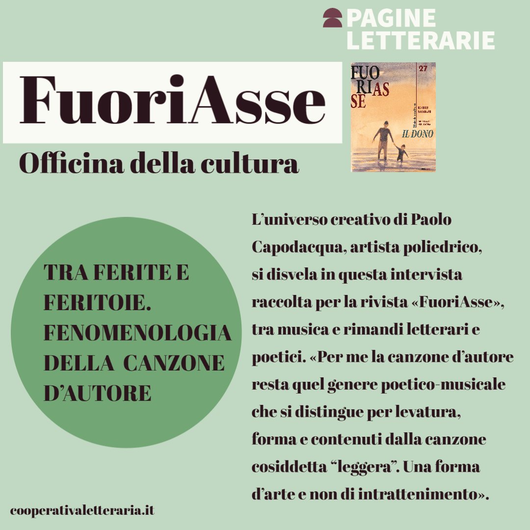FuoriAsse's tweet photo. Pagine Letterarie: Alessandro Macis intervista Paolo Capodacqua
https://t.co/KepnYkV4QZ https://t.co/CqC7NhveHV