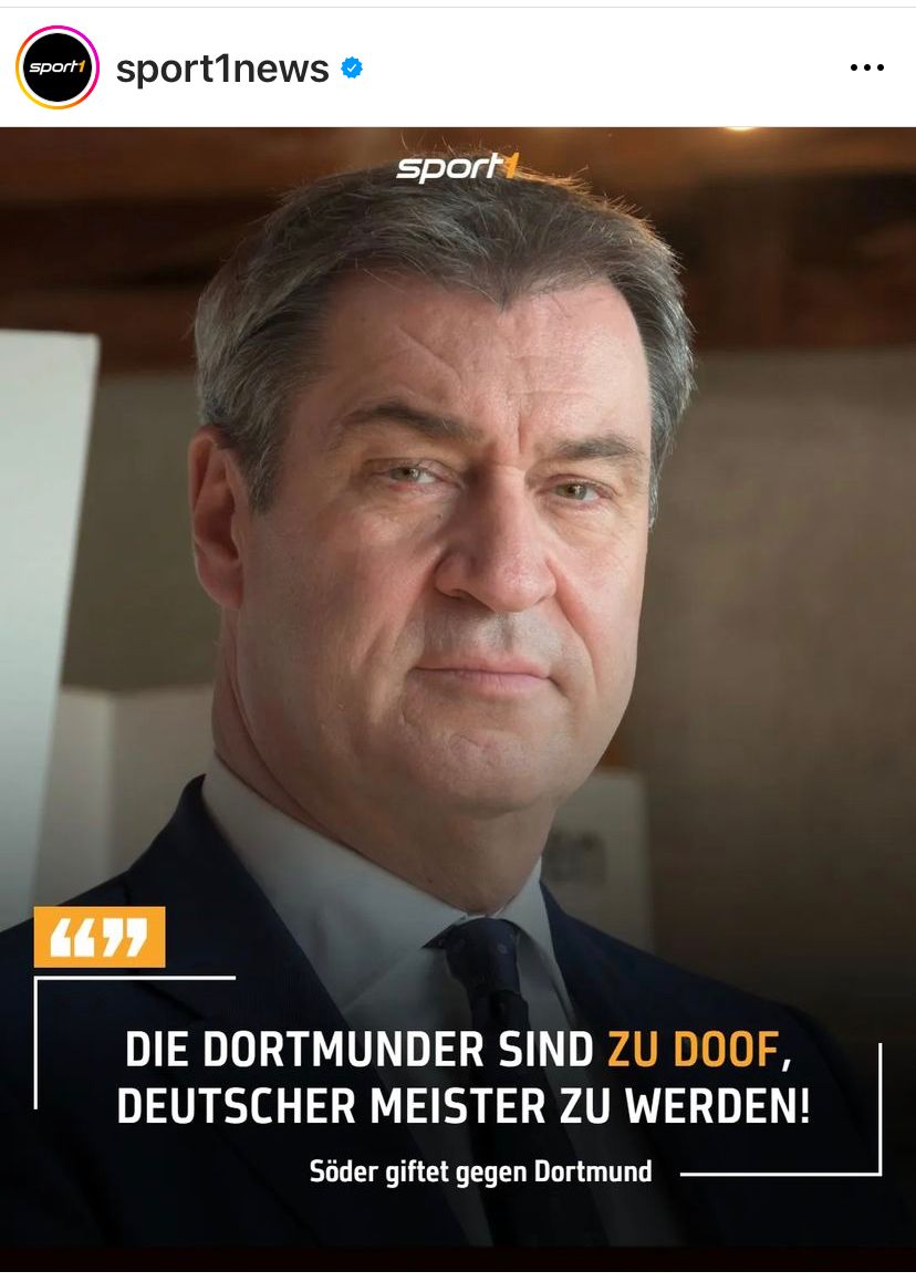 DocktorDick's tweet photo. Der #FCBayern ist zu doof, gegen #Mainz05 zu gewinnen Herr @Markus_Soeder. Und wie hat #BVB nochmal gegen Frankfurt gespielt? Schaun mer mal, wie es am Saisonende aussieht. https://t.co/qvFYFu6cAv