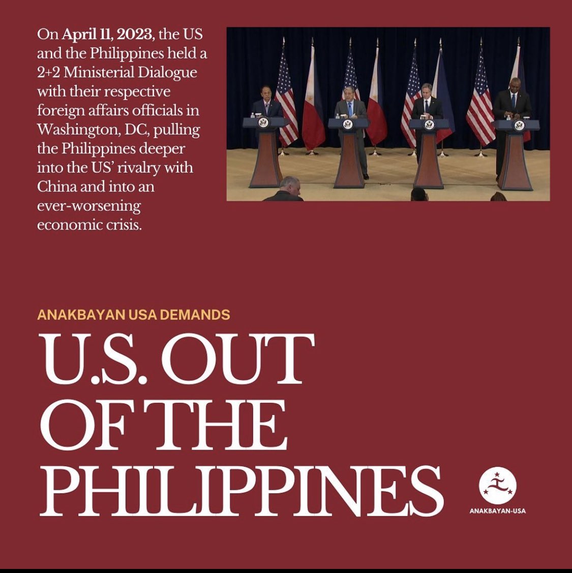 anakbayanSD's tweet photo. ‼️ Anakbayan San Diego demands US Out of the Philippines ‼️ https://t.co/uvb3GYWKmR