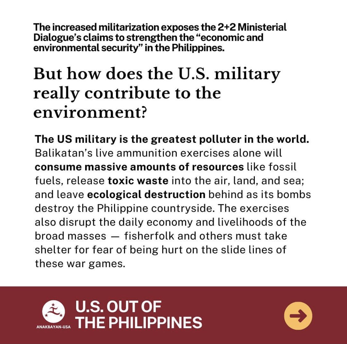 anakbayanSD's tweet photo. Worst yet, the 2+2 Ministerial Dialogue was full of empty promises for the Filipino masses- imposing more neoliberal policies and ecological destruction. Shame on Marcos Jr. for selling our people and our land to the highest bidder! https://t.co/dkyIYcPJ6Z