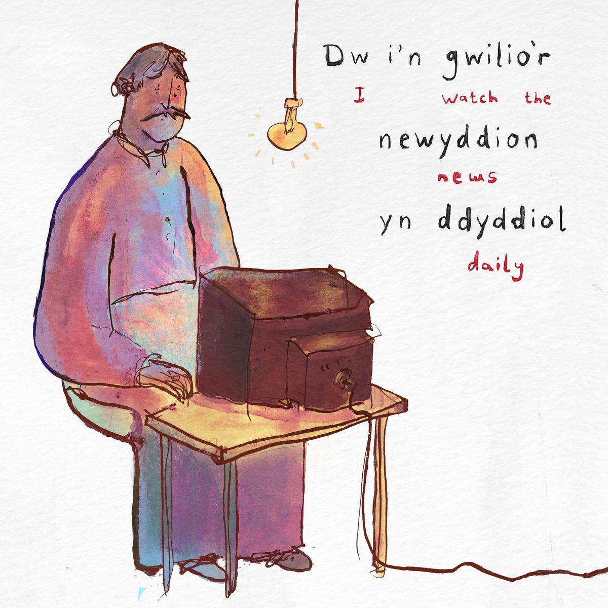 SketchyWelsh's tweet photo. Rhan dau!
Dw i’n: I am
Gwylio: watching
Newydd: new
Newid: change
Newyddion: news
Dydd: day
Dyddiol: daily
Effaith: effect
Effeithiol: effective
#dysgucymraeg #cymraeg #dysgu #wales #welsh #welshnames #welshwords #cardiff #caerdydd #welshlanguage @S4C #s4c #cymru #celf https://t.co/Jri2R7EzRh