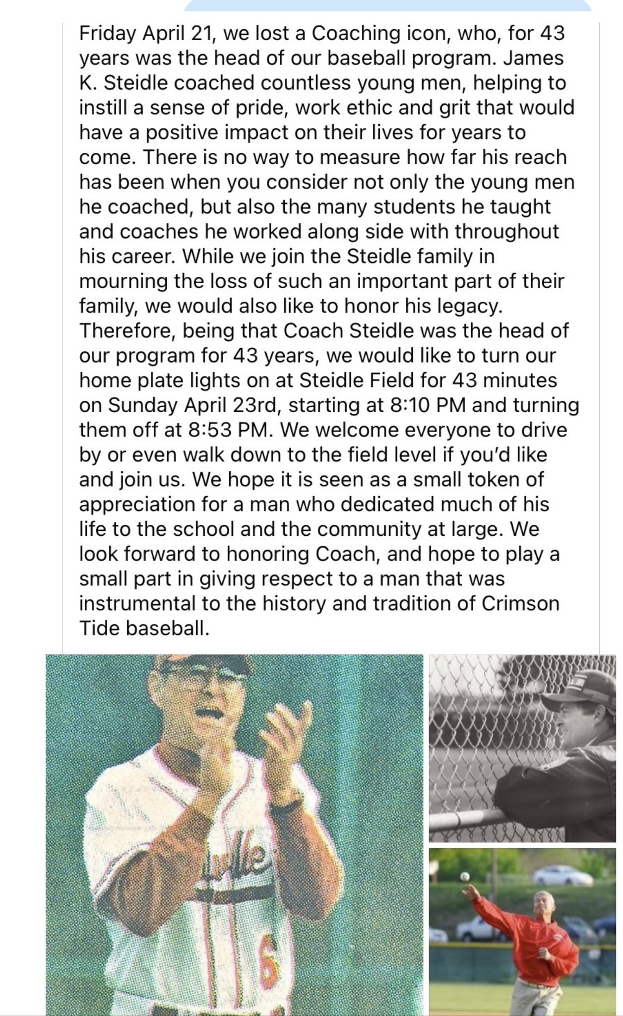 Pottsville Athletics on Twitter "Please join the Crimson Tide Baseball