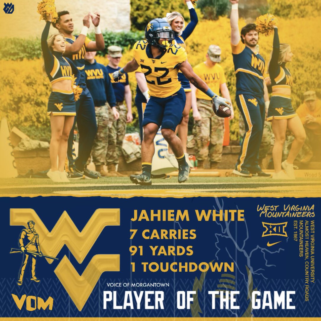 voicemorgantown's tweet photo. Outstanding first game for the Mountaineers! #WVU @JahiemWhite_305 https://t.co/rv8He4rOZf