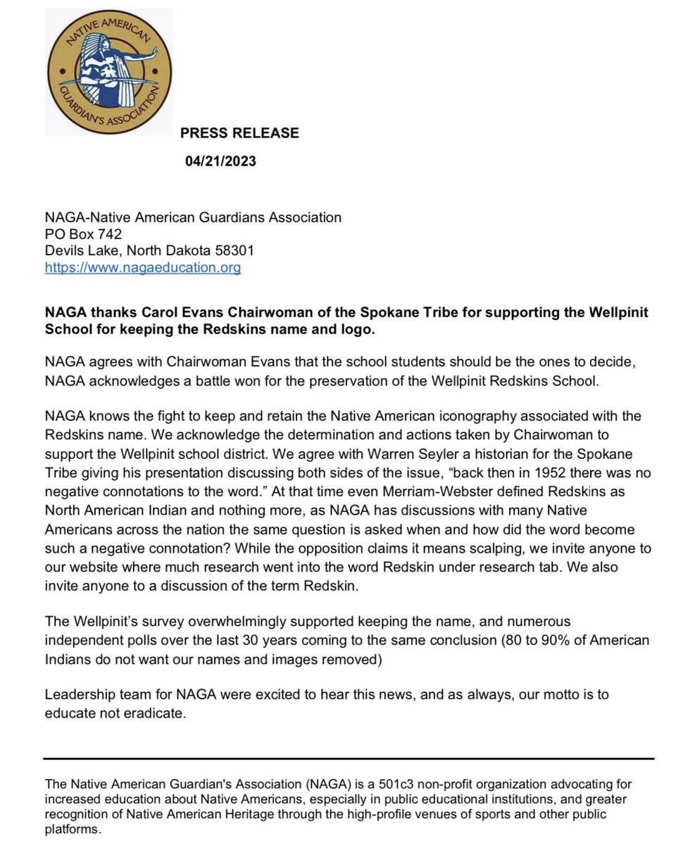 GuardiansNative's tweet photo. The Wellpinit Redskins retained their Name and logo! #EducateNotEradicate #HTTR 

Here’s an article on it and our press release! https://t.co/sU4b1Iah6l https://t.co/xXbsEOo1Wa
