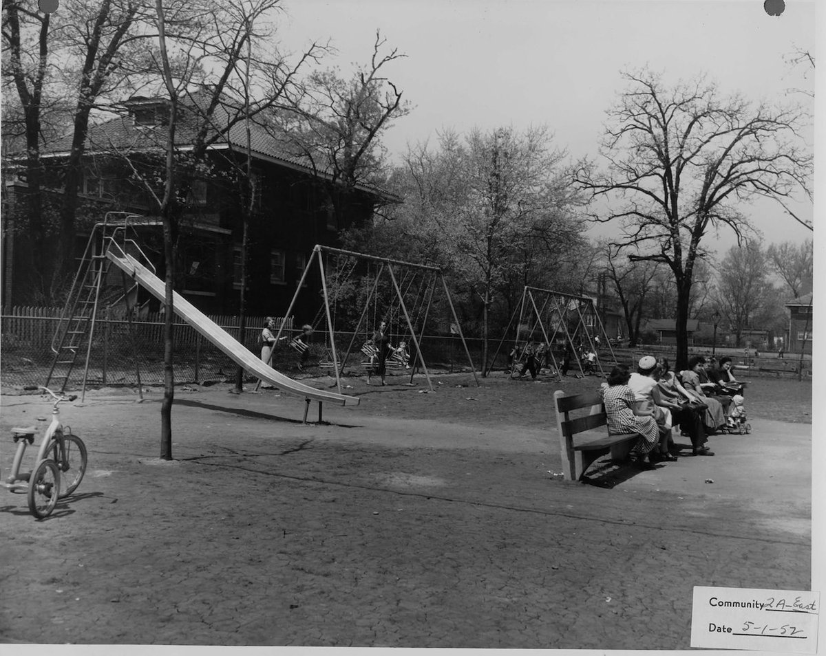 RPWRHS's tweet photo. A photo from 1952: Touhy Park playground - Rogers Park https://t.co/WNTCvRTom3