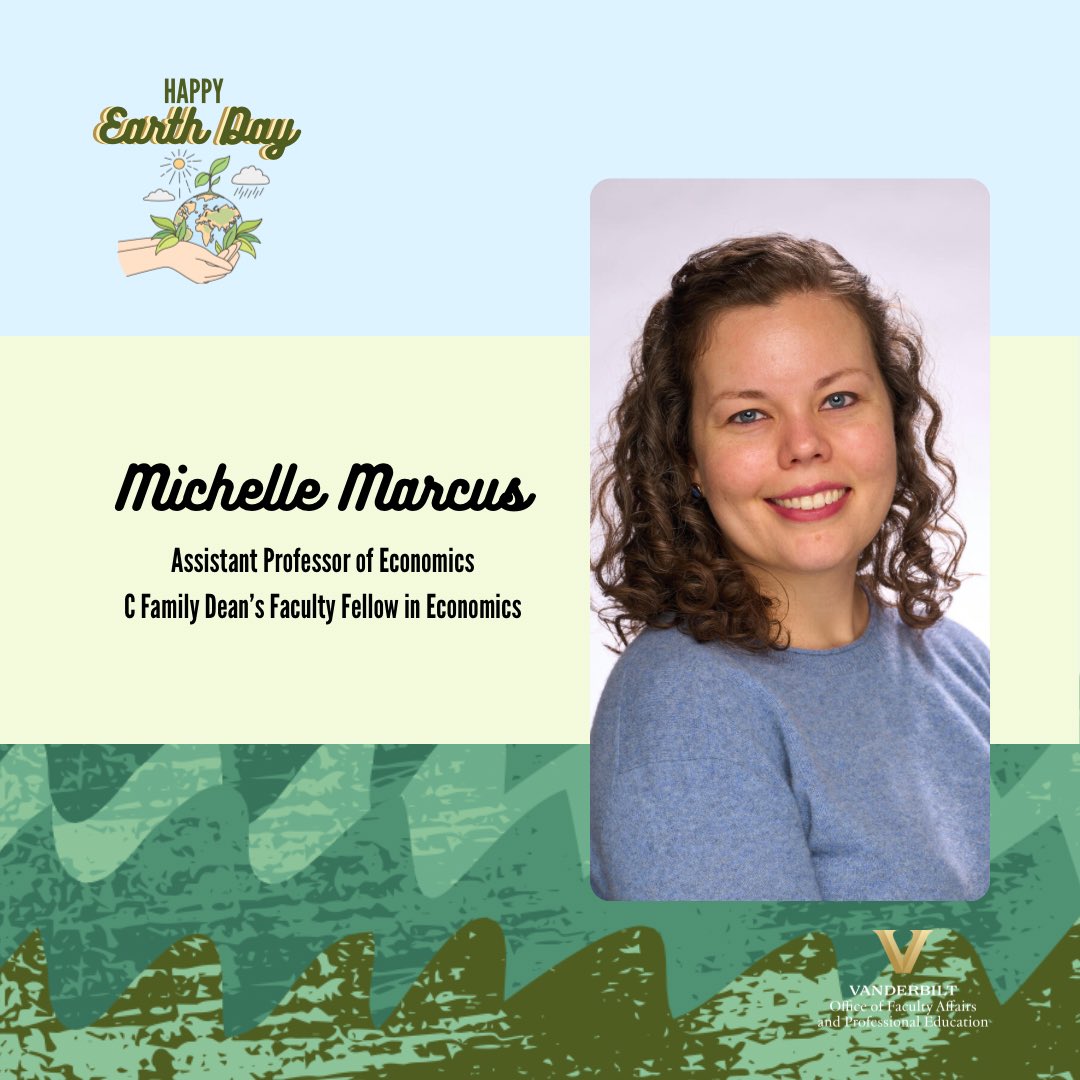 Office of Faculty Affairs & Professional Education (@vufaculty) on Twitter photo FACULTY HIGHLIGHT
<a href="/mimimmarcus/">Michelle M. Marcus</a> is an assistant professor in <a href="/vuartsci/">Vanderbilt College of Arts and Science</a>. Her research lies at the intersection of health and environmental economics and has been published in numerous journals including the "Journal of Health Economics.”
#VUFaculty #EarthDay FACULTY HIGHLIGHT
<a href="/mimimmarcus/">Michelle M. Marcus</a> is an assistant professor in <a href="/vuartsci/">Vanderbilt College of Arts and Science</a>. Her research lies at the intersection of health and environmental economics and has been published in numerous journals including the "Journal of Health Economics.”
#VUFaculty #EarthDay