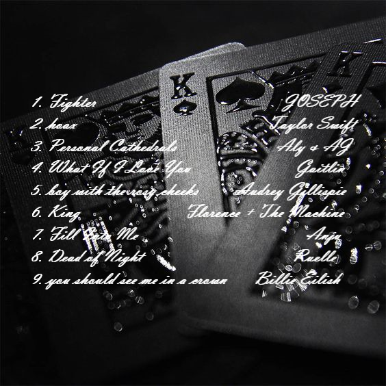 RushOfStories's tweet photo. here's my #WIPlaylist , an idea coined by @cassbeewrites
okay so i went for the dark aesthetic but there's also lots of sunshine i promise ๐ฅบ missed opportunity to add Ethel Cain i know https://t.co/CjvmpOAXay