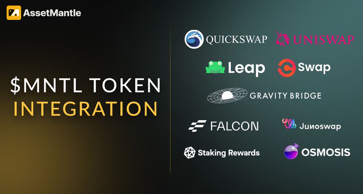 AssetMantle's tweet photo. 1/3 🚀🙏A huge thank you to all our token integration partners who have helped make our first year of supporting $MNTL on AssetMantle such a success! We couldn't have done it without you 🤝🌟 #tokenintegration #partnerships #cosmos https://t.co/TLpZTQHXYx