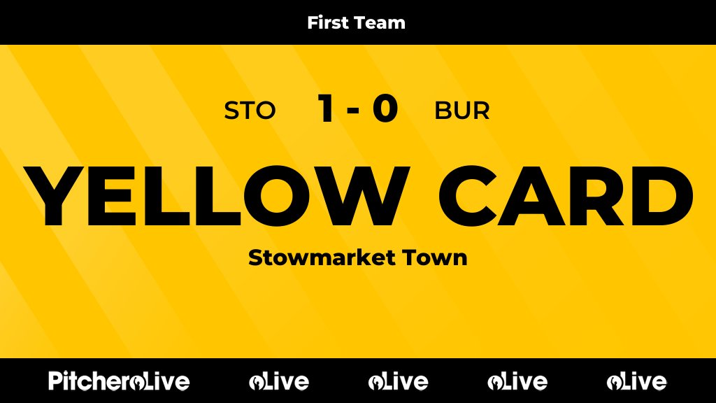 BuryTownFC's tweet photo. 62': Tom Bullard is yellow carded for Stowmarket Town
#STOBUR #Pitchero
https://t.co/PA2grdHrx9 https://t.co/SBlUqQto5p