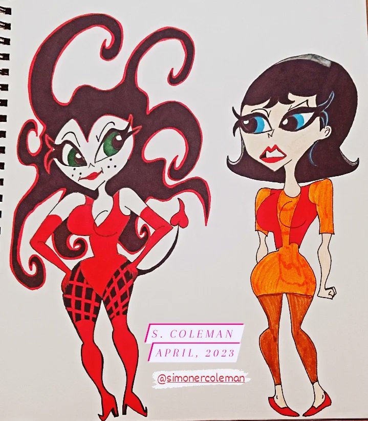 simone7221's tweet photo. By borrowing this pose, I found off Pinterest, I wanted to draw two of @jhaletweets Jennifer Hale's alter egos, from THE Powerpuff💖💚💙 Girls; Sedusa & Ms. Keane
#fanart #ppg #sedusa #femalevillan #drawing #posesketch https://t.co/CqmmoEpzR4