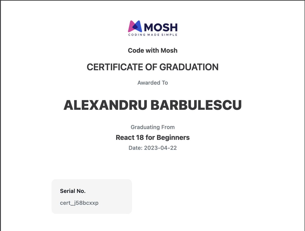 alexandru_24's tweet image. See you in Part 2, @moshhamedani Thank you! #codewithmosh