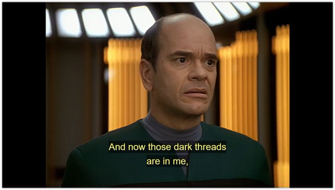 The Doctor adopts some impressive character traits from historical figures into his Starfleet database, but inadvertently adopts several abnormal traits as well.
Show: Star Trek: Voyager
Air date: February 19, 1997
Director: Alexander Singer
Writers: Alexander Singer, Joe Menosky