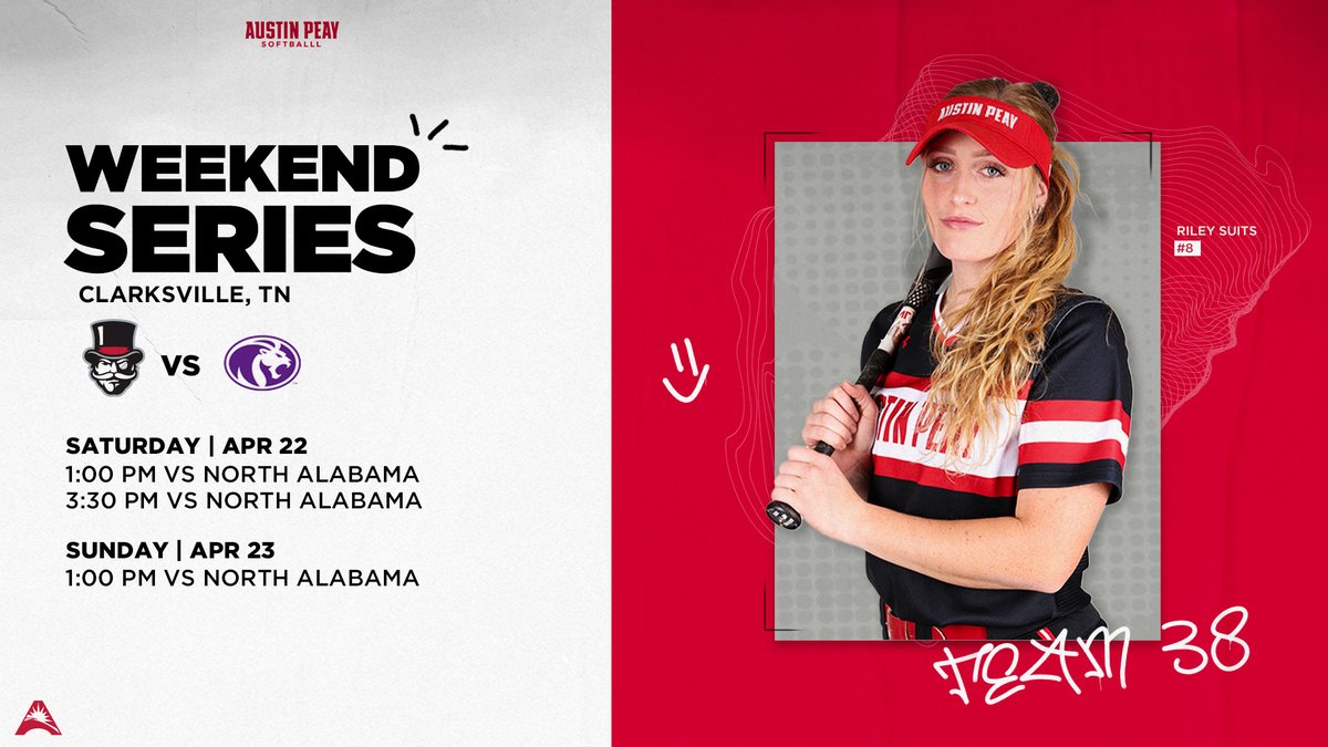 GovsSB's tweet photo. It's a beautiful day for some #Team38 softball in #Stacheville!🎩🥎

🆚 North Alabama
🕐 1PM / 3:30 PM
📍 Cathi Maynard Park
🏙️ Clarksville, Tenn.
🔗 | https://t.co/diOcth6vn3

#Team38 | #LetsGoPeay https://t.co/N9y62dif2C