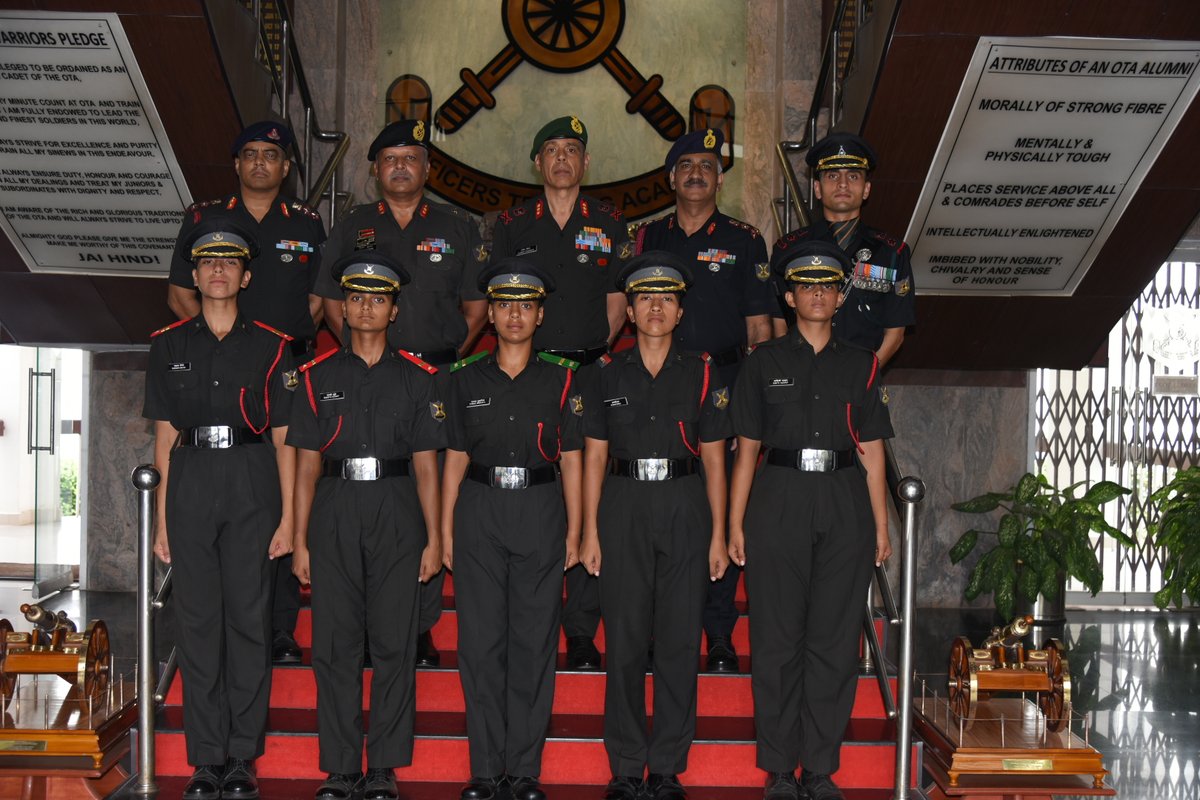 Def_PRO_Chennai's tweet photo. With the Commissioning Board in respect of Short Service Commission (SSC-115 &amp; SSC(W)-29) held at Officers Training Academy (OTA), Chennai today, five women cadets secure commission in the Regiment of Artillery - an elite combat support arm of the mighty Indian Army. @artrac_ia https://t.co/tNYTQvrA8A