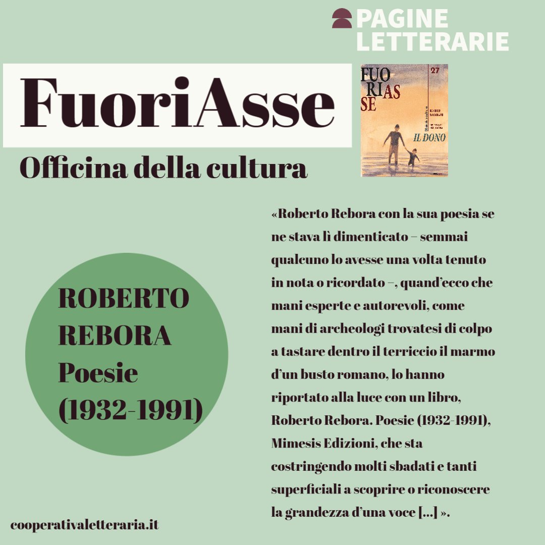 FuoriAsse's tweet photo. Pagine Letterarie: Roberto Rebora - Poesie 1932-1991
di Piero Lotito
https://t.co/KepnYkV4QZ https://t.co/HQlShJcP3t
