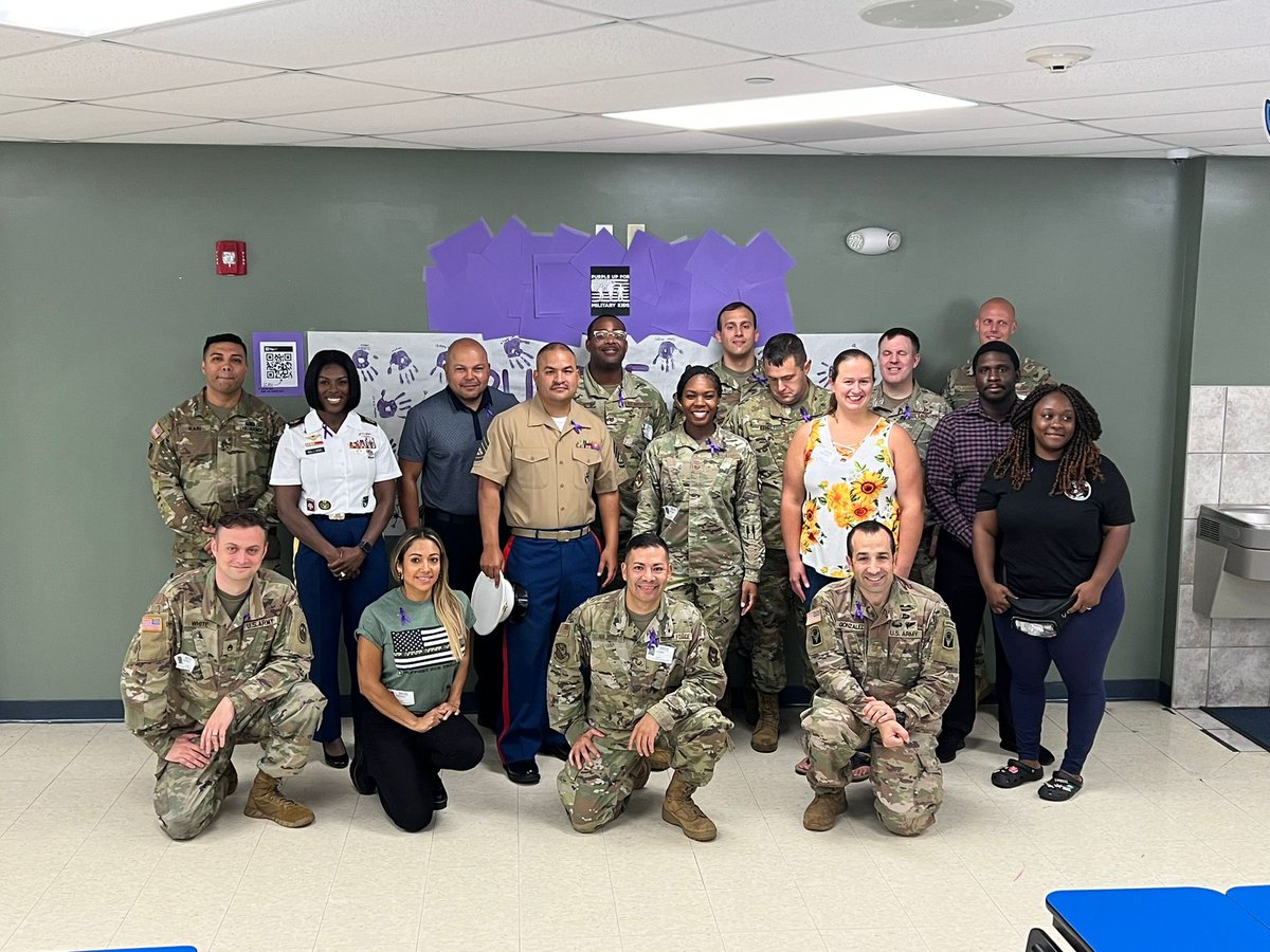 RenaissanceCha5's tweet photo. April is the month of the military child. Yesterday was “Purple Up” day at RECS in honor of our military students and their families. We are so grateful for the sacrifices they do for us each and every day. We are proud to have them as a part of our RECS family 💜 https://t.co/p1jk2rsTYx